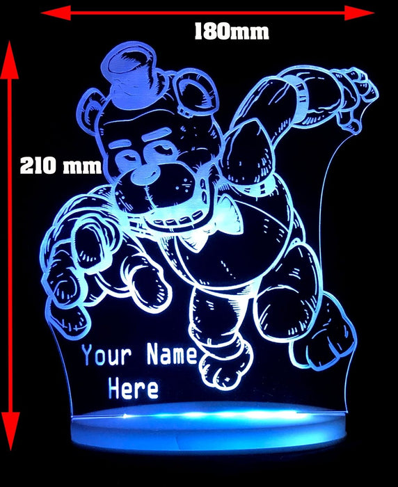 Five Nights of Freddy Personalised Name - 3D LED Night Light 7 Colours + Remote Control - Kustombox