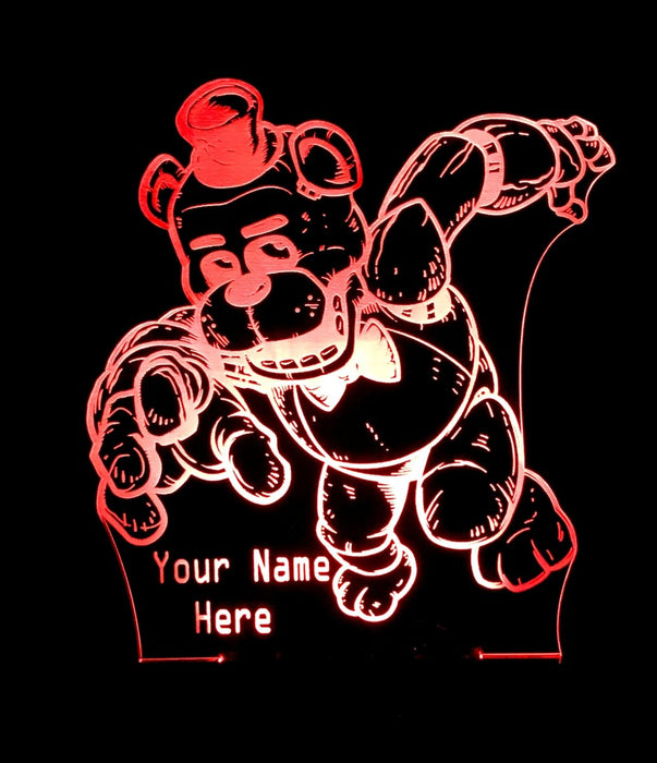 Five Nights of Freddy Personalised Name - 3D LED Night Light 7 Colours + Remote Control - Kustombox