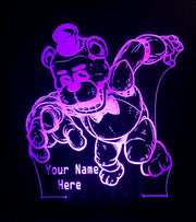 Five Nights of Freddy Personalised Name - 3D LED Night Light 7 Colours + Remote Control - Kustombox