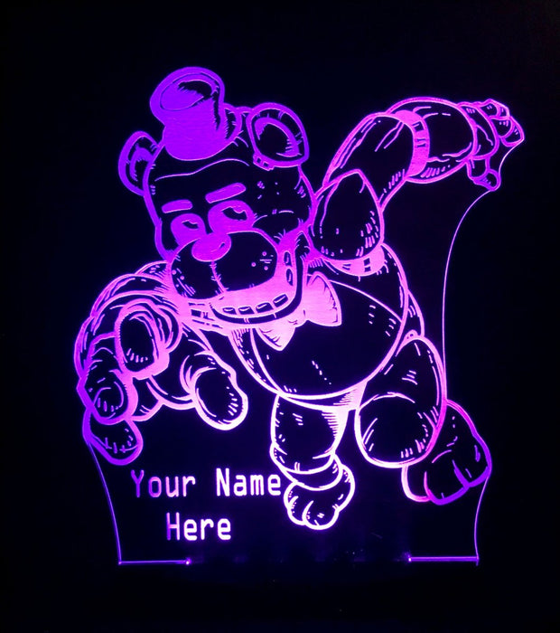 Five Nights of Freddy Personalised Name - 3D LED Night Light 7 Colours + Remote Control - Kustombox