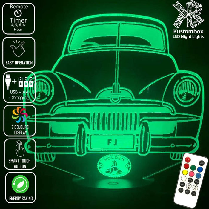 FJ Holden Classic 1953 until 1956 - 3D LED Night Light 7 Colours + Remote Control - Kustombox