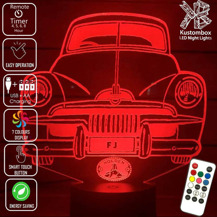 FJ Holden Classic 1953 until 1956 - 3D LED Night Light 7 Colours + Remote Control - Kustombox