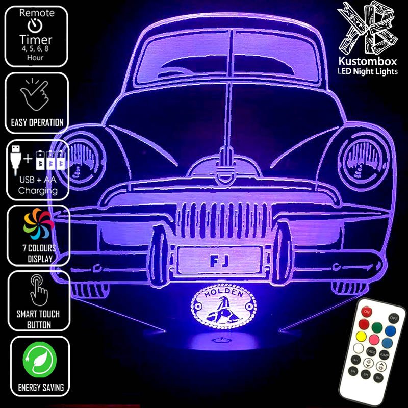 FJ Holden Classic 1953 until 1956 - 3D LED Night Light 7 Colours + Remote Control - Kustombox