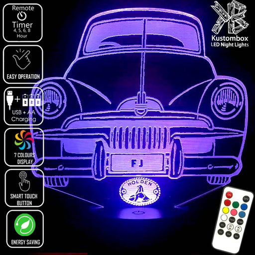 FJ Holden Classic 1953 until 1956 - 3D LED Night Light 7 Colours + Remote Control - Kustombox
