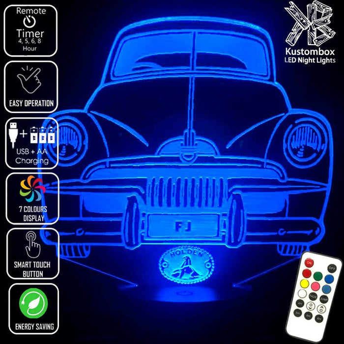 FJ Holden Classic 1953 until 1956 - 3D LED Night Light 7 Colours + Remote Control - Kustombox