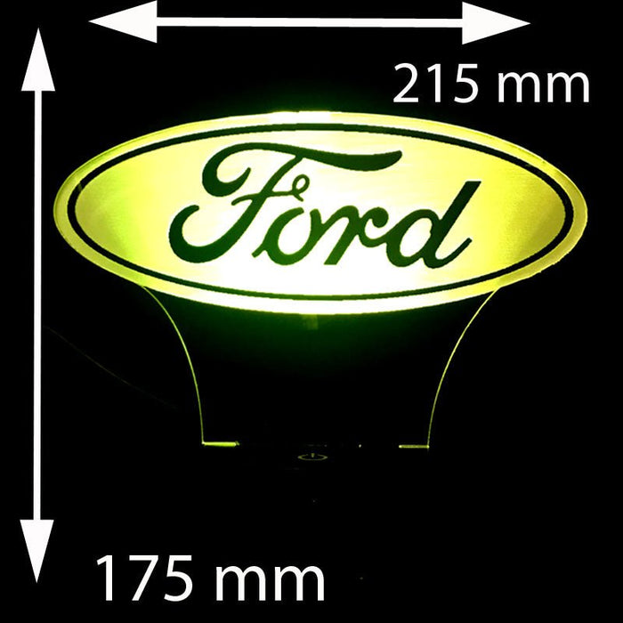 Ford Car Motor Group Logo - 3D LED Night Light 7 Colours + Remote Control - Kustombox