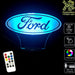 Ford Car Motor Group Logo - 3D LED Night Light 7 Colours + Remote Control - Kustombox