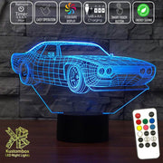 Ford Mustang Street Sports Car 3D - LED Night Light 7 Colours + Remote Control - Kustombox