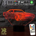 Ford Mustang Street Sports Car 3D - LED Night Light 7 Colours + Remote Control - Kustombox