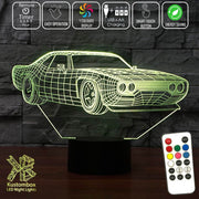 Ford Mustang Street Sports Car 3D - LED Night Light 7 Colours + Remote Control - Kustombox