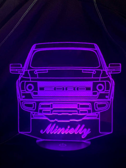 Ford Raptor Personalised Name - 3D LED Night Light 7 Colours + Remote Control - Kustombox