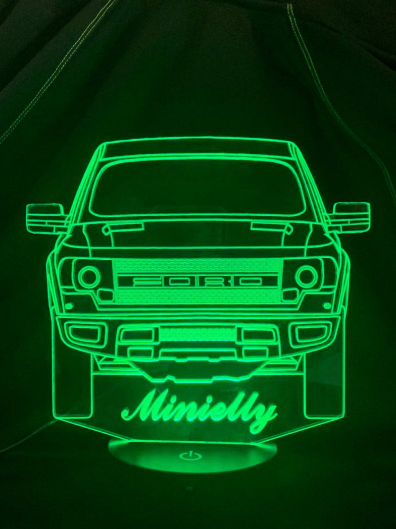 Ford Raptor Personalised Name - 3D LED Night Light 7 Colours + Remote Control - Kustombox