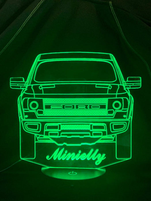 Ford Raptor Personalised Name - 3D LED Night Light 7 Colours + Remote Control - Kustombox