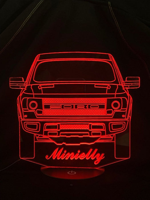 Ford Raptor Personalised Name - 3D LED Night Light 7 Colours + Remote Control - Kustombox