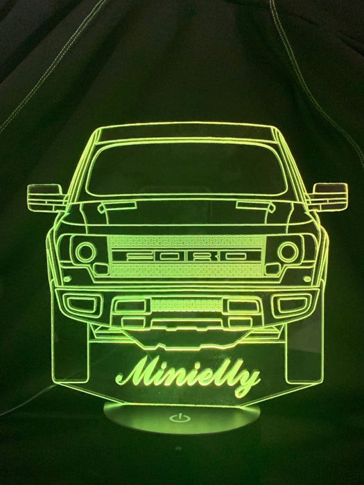 Ford Raptor Personalised Name - 3D LED Night Light 7 Colours + Remote Control - Kustombox