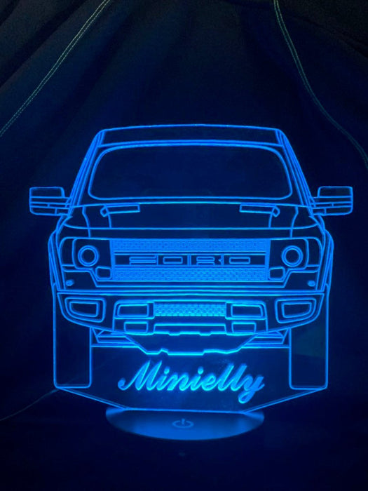 Ford Raptor Personalised Name - 3D LED Night Light 7 Colours + Remote Control - Kustombox