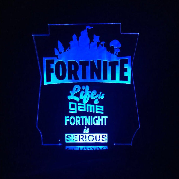 Fortnite Game Logo Personalised Name - 3D LED Night Light 7 Colours + Remote Control - Kustombox