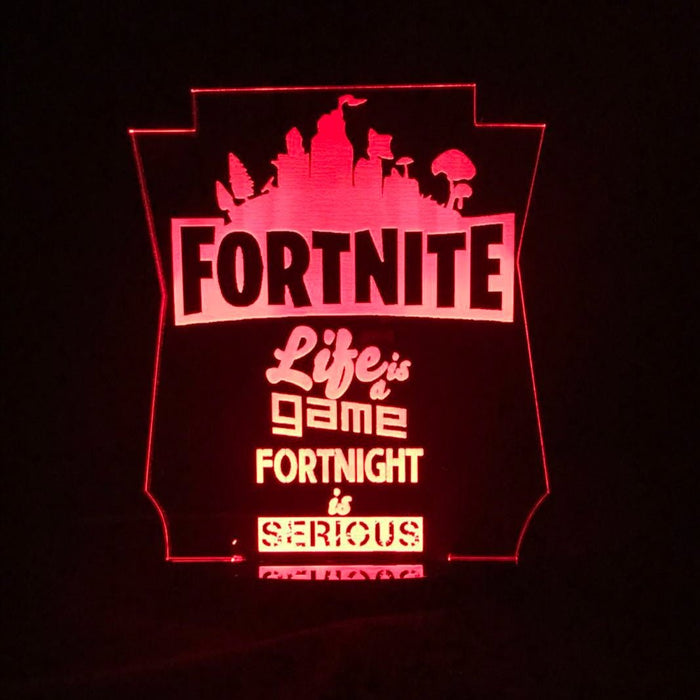 Fortnite Game Logo Personalised Name - 3D LED Night Light 7 Colours + Remote Control - Kustombox