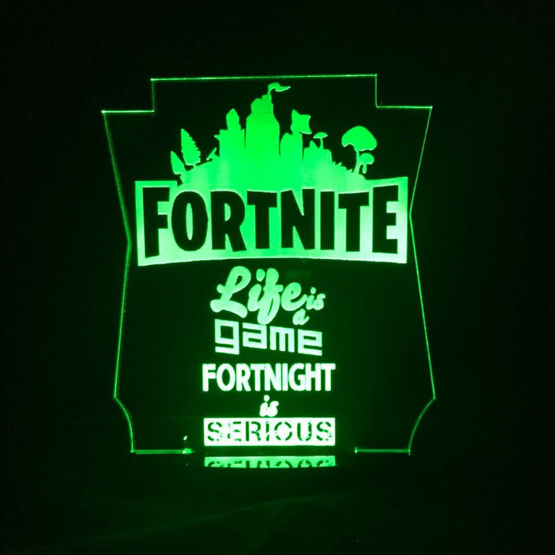 Fortnite Game Logo Personalised Name - 3D LED Night Light 7 Colours + Remote Control - Kustombox