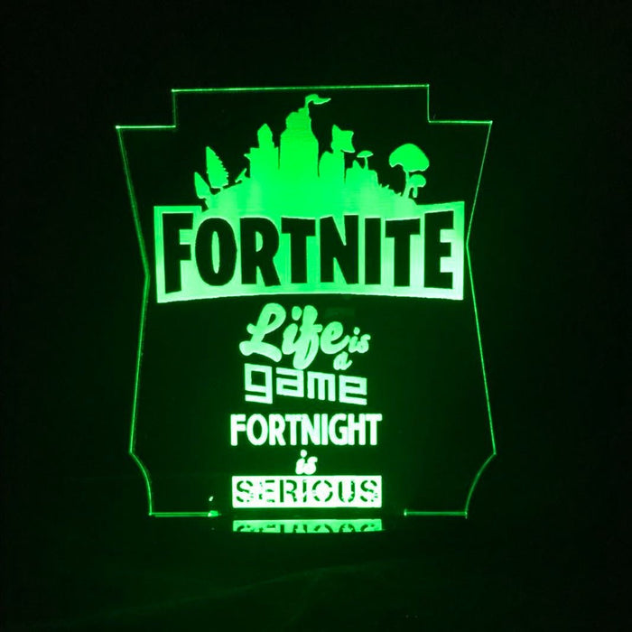 Fortnite Game Logo Personalised Name - 3D LED Night Light 7 Colours + Remote Control - Kustombox