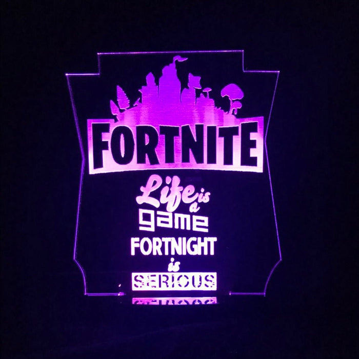 Fortnite Game Logo Personalised Name - 3D LED Night Light 7 Colours + Remote Control - Kustombox