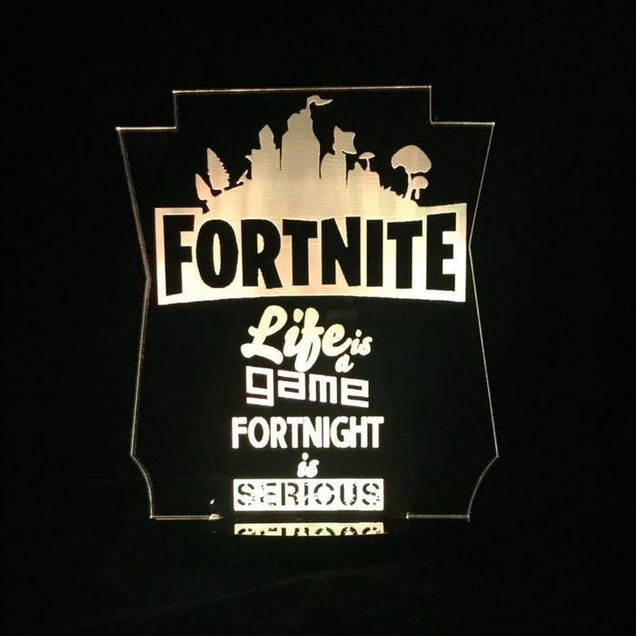 Fortnite Game Logo Personalised Name - 3D LED Night Light 7 Colours + Remote Control - Kustombox