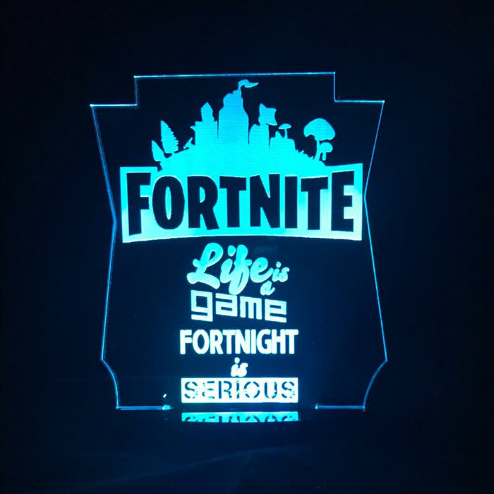 Fortnite Game Logo Personalised Name - 3D LED Night Light 7 Colours + Remote Control - Kustombox