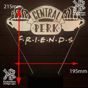 Friends Cafe Perk Logo - 3D LED Night Light 7 Colours + Remote Control - Kustombox