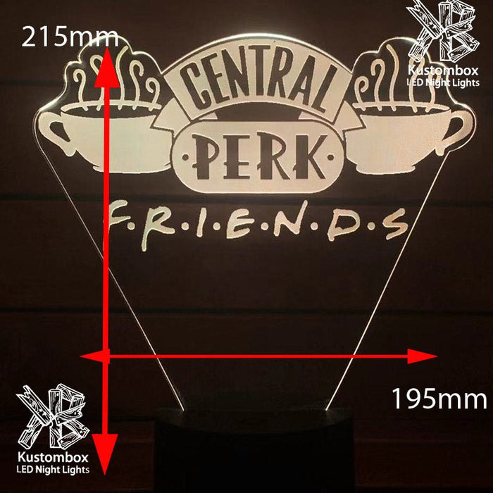 Friends Cafe Perk Logo - 3D LED Night Light 7 Colours + Remote Control - Kustombox
