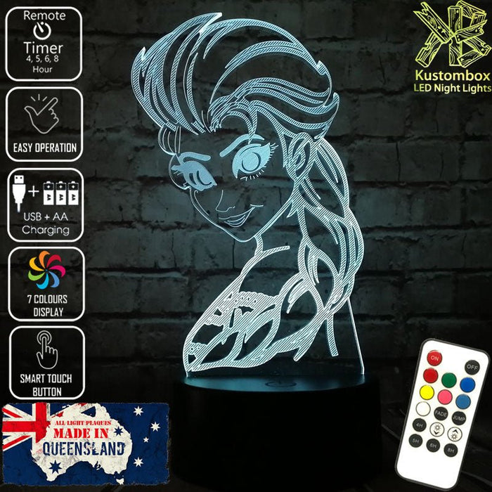 Frozen Elsa Disney- 3D LED Night Light 7 Colours + Remote Control - Kustombox