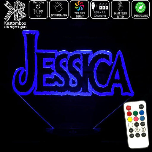 Frozen Font Personalised Name 3D LED Night Light 7 Colours + Remote Control - Kustombox