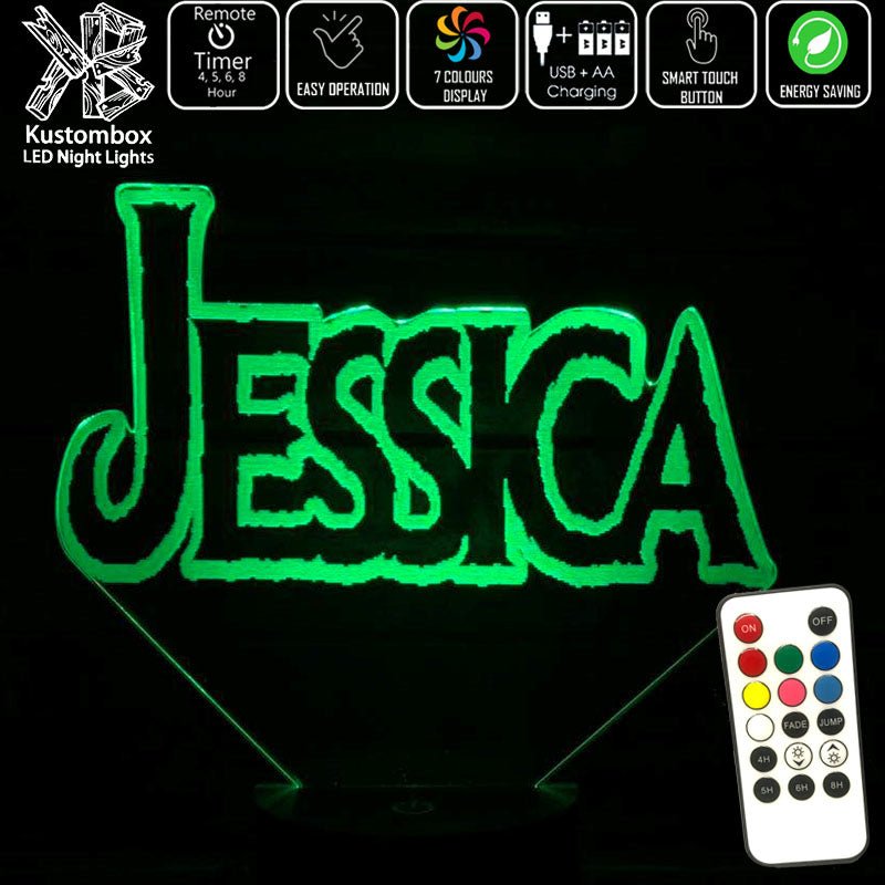 Frozen Font Personalised Name 3D LED Night Light 7 Colours + Remote Control - Kustombox