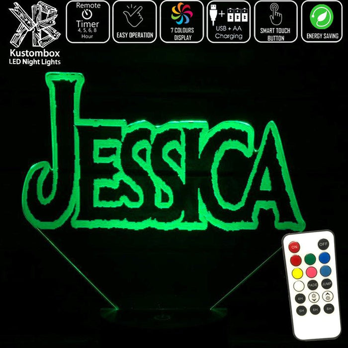 Frozen Font Personalised Name 3D LED Night Light 7 Colours + Remote Control - Kustombox