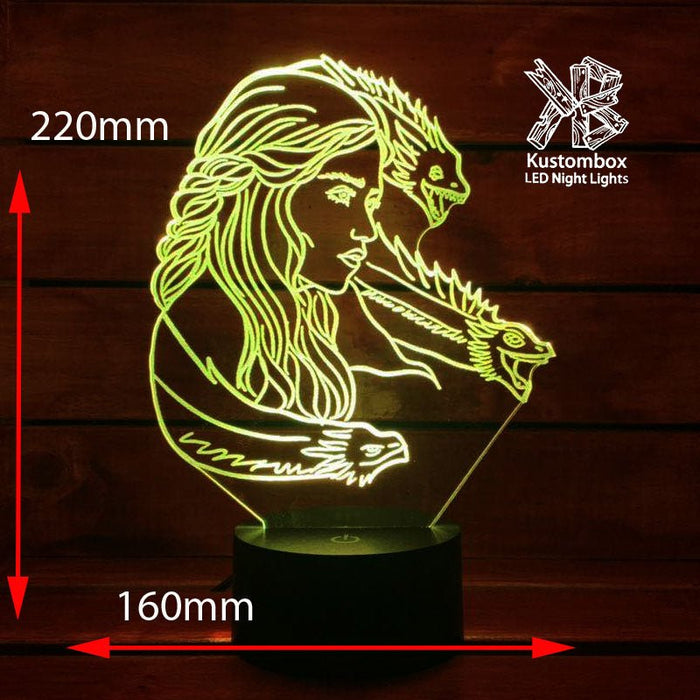 Game of Thrones Daenerys Targaryen - 3D LED Night Light 7 Colours + Remote Control - Kustombox