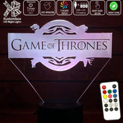 Game of Thrones Logo- 3D LED Night Light 7 Colours + Remote Control - Kustombox