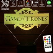Game of Thrones Logo- 3D LED Night Light 7 Colours + Remote Control - Kustombox