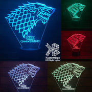 Game of Thrones Stark Sigil - 3D LED Night Light 7 Colours + Remote Control - Kustombox