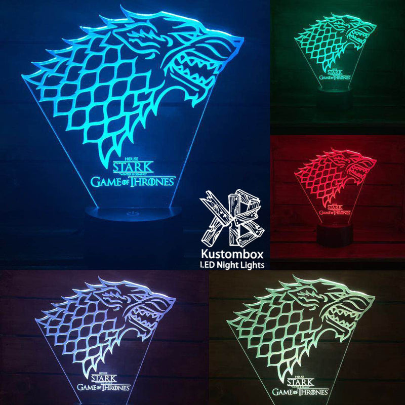 Game of Thrones Stark Sigil - 3D LED Night Light 7 Colours + Remote Control - Kustombox