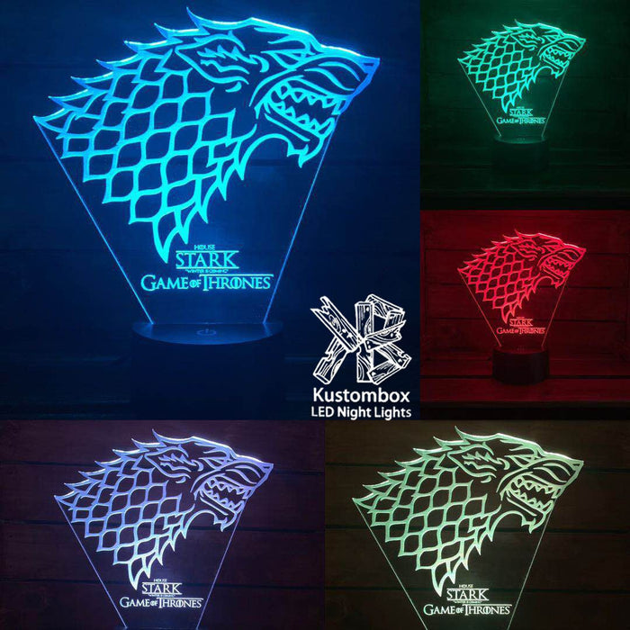 Game of Thrones Stark Sigil - 3D LED Night Light 7 Colours + Remote Control - Kustombox