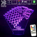 Game of Thrones Stark Sigil - 3D LED Night Light 7 Colours + Remote Control - Kustombox
