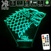 Game of Thrones Stark Sigil - 3D LED Night Light 7 Colours + Remote Control - Kustombox