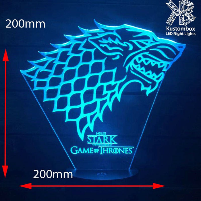 Game of Thrones Stark Sigil - 3D LED Night Light 7 Colours + Remote Control - Kustombox