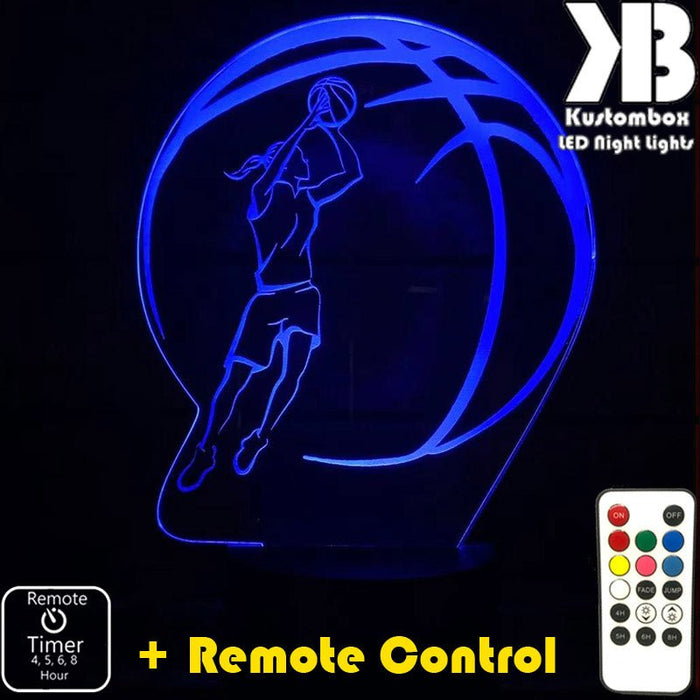 GIRL BASKETBALL PLAYER LED Night Light 7 Colours + Remote Control - Kustombox NBA