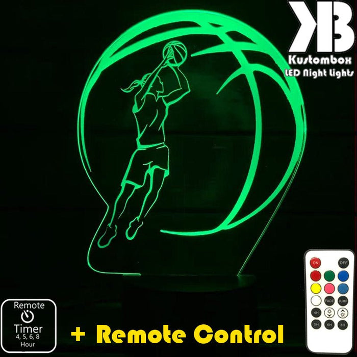 GIRL BASKETBALL PLAYER LED Night Light 7 Colours + Remote Control - Kustombox NBA