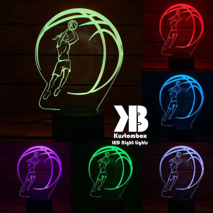 GIRL BASKETBALL PLAYER LED Night Light 7 Colours + Remote Control - Kustombox NBA