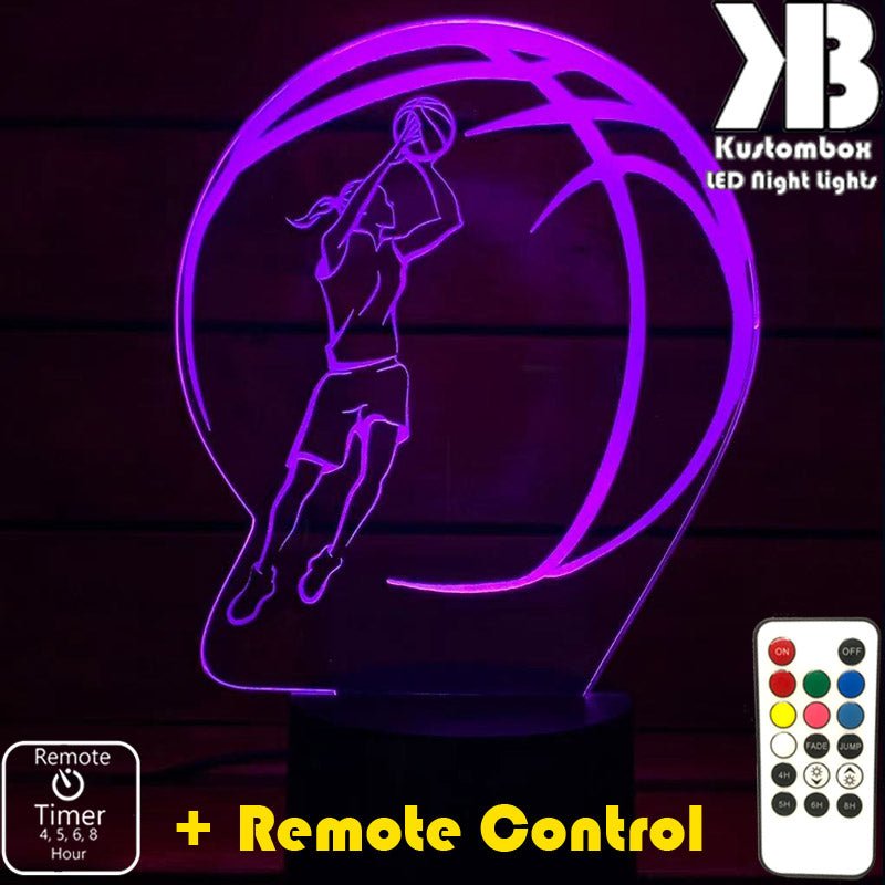 GIRL BASKETBALL PLAYER LED Night Light 7 Colours + Remote Control - Kustombox NBA