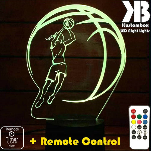 GIRL BASKETBALL PLAYER LED Night Light 7 Colours + Remote Control - Kustombox NBA