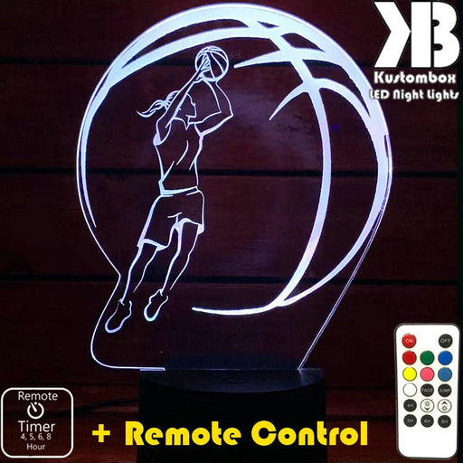 GIRL BASKETBALL PLAYER LED Night Light 7 Colours + Remote Control - Kustombox NBA