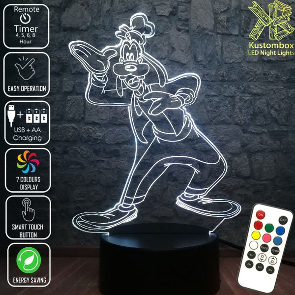Goofy Disney- 3D LED Night Light 7 Colours + Remote Control - KustomboxNight Lights & Ambient LightingKustomboxStandard Size