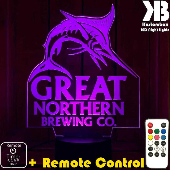 Great Northern Beer - LED Night Light 7 Colours + Remote Control - Kustombox